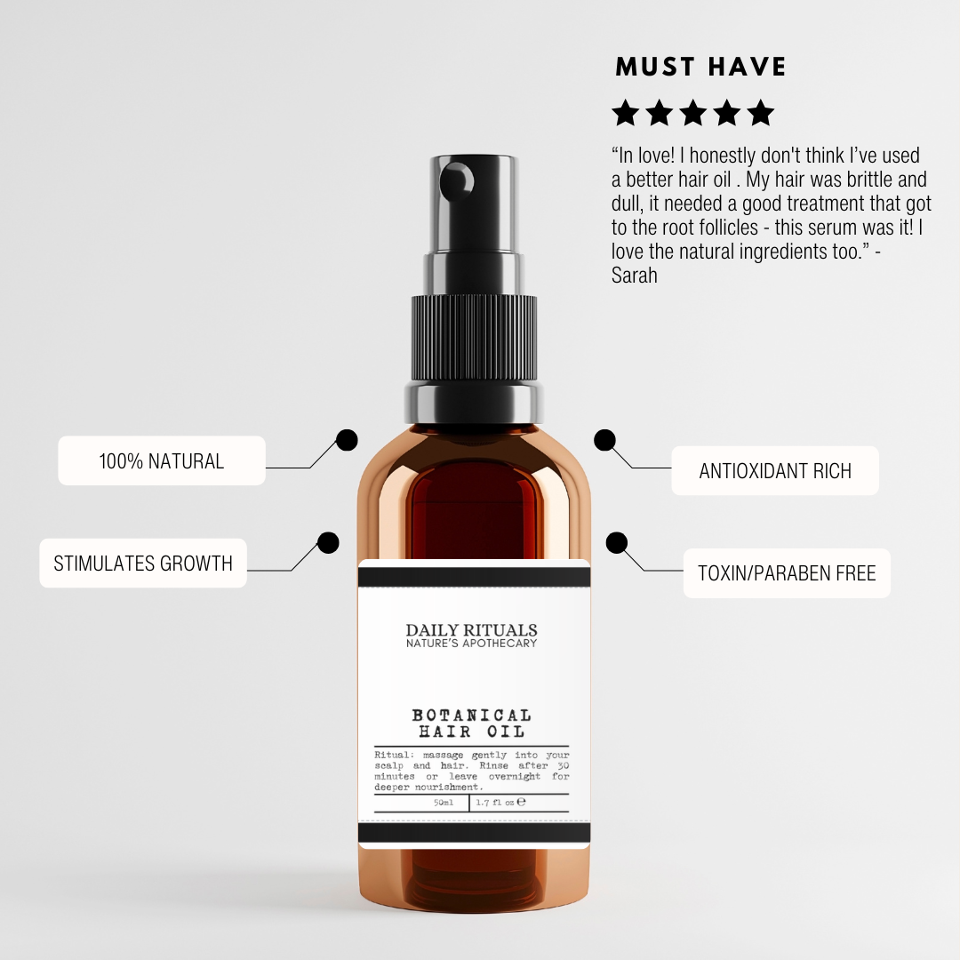 Natural Botanical Hair Oil – Nourishing blend for hair growth, shine, and strength