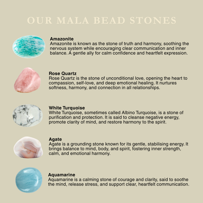 Aquamarine Mala Necklace – Clarity, Calm & Emotional Flow